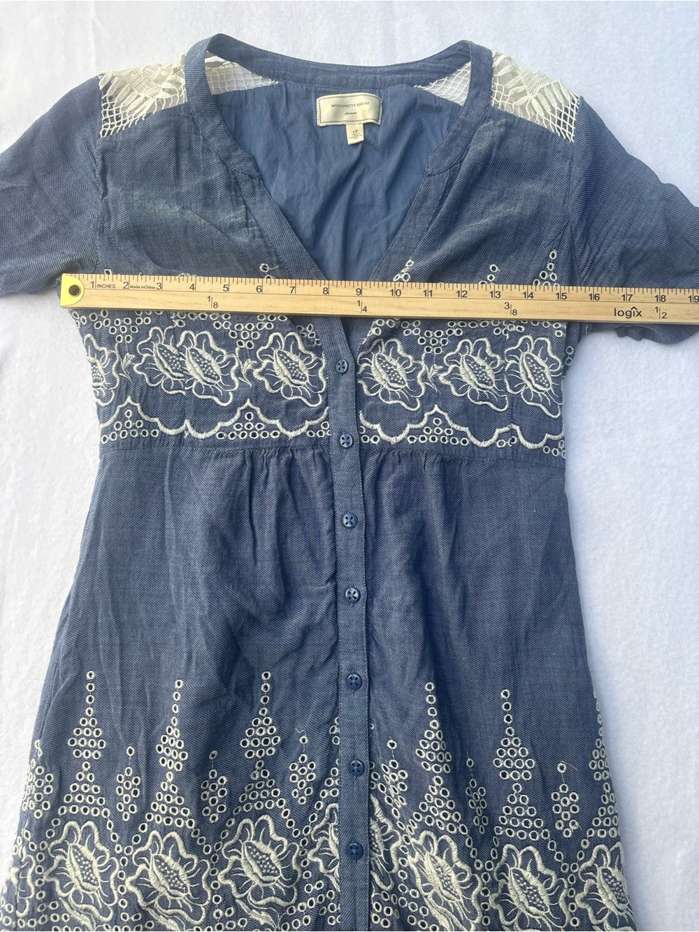 Anthropologie Moulinette Soeurs Lavender-Blue Embroidered Maxi Dress - Picture 5 of 13